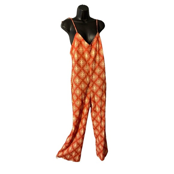Zara Jumpsuit Women's Size Small Orange Spaghetti Straps Spring Summer - Picture 2 of 7